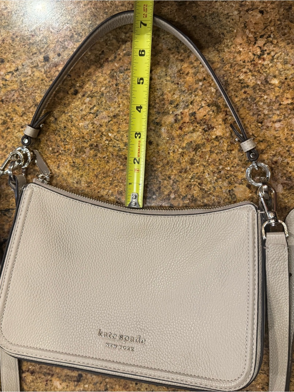 kate spade Pebbled Leather Crossbody in Taupe - Picture 10 of 13